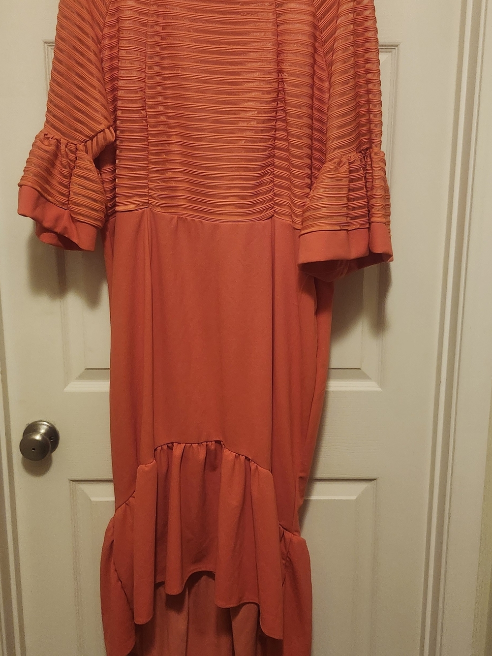 Ashley Stewart Orange Asymmetrical Ruffle-Hem Dress
